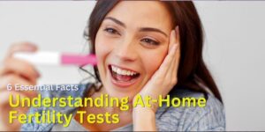 Image of woman reading results of at-home fertility test