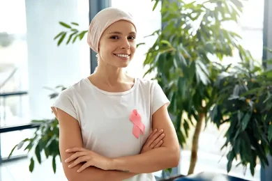 Woman with breast cancer after choosing egg freezing to preserve her future fertility at Positive Steps Fertility
